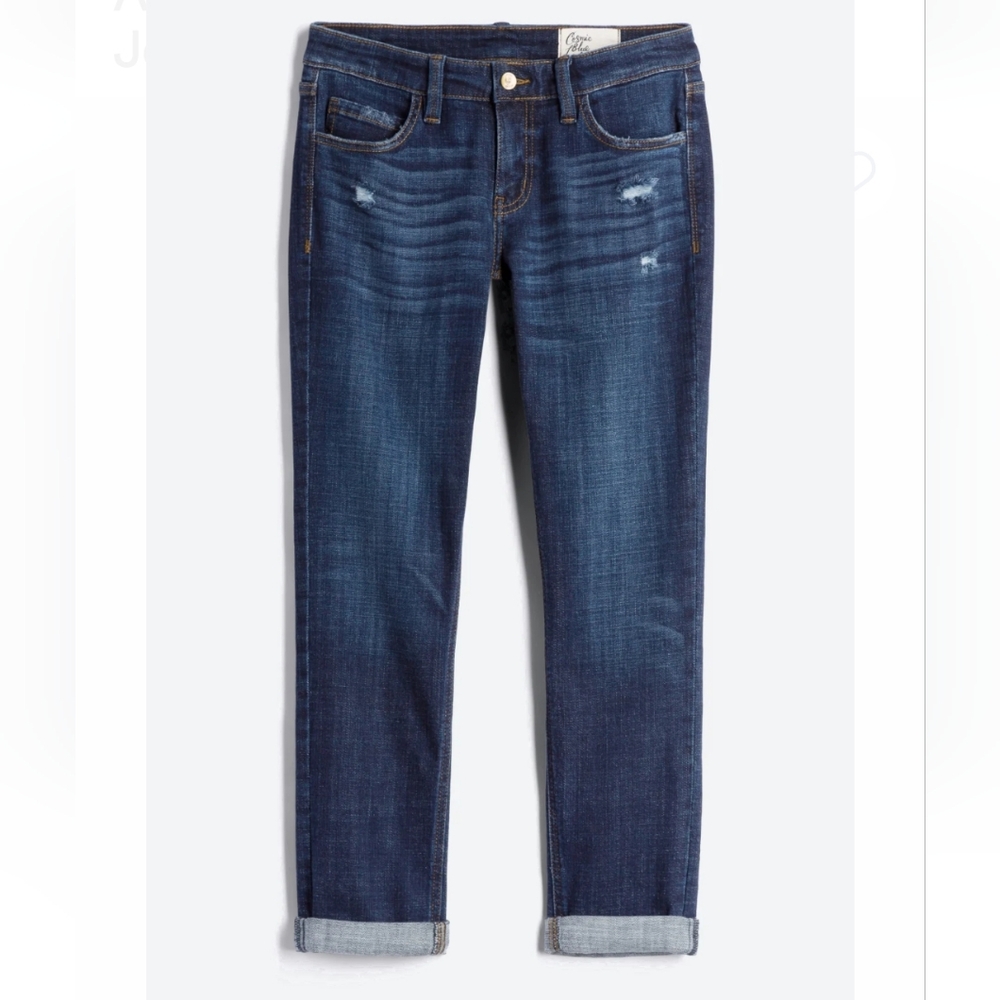Cosmic Blue Love Adrianne Boyfriend Distressed Jean